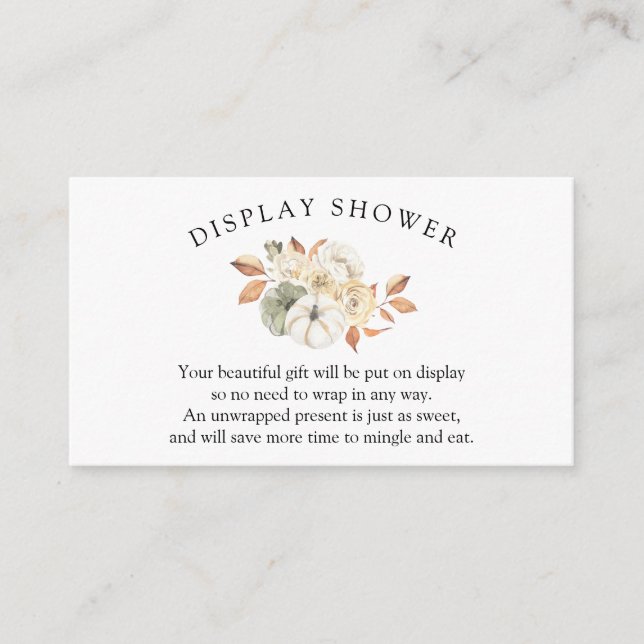 Autumn Pumpkin Baby Shower Display Shower Enclosure Card (Front)