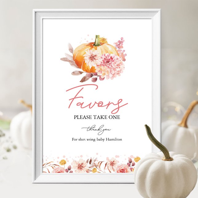 Autumn Pumpkin Baby Shower Favours Sign (Creator Uploaded)
