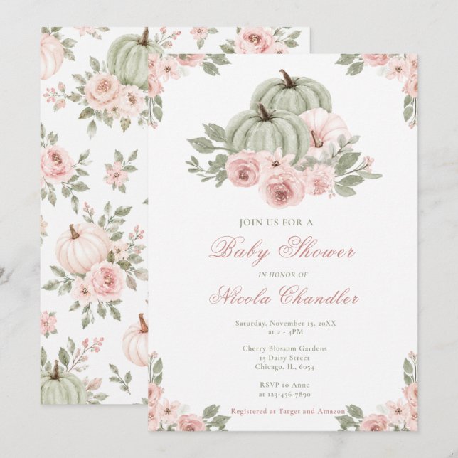Autumn Pumpkin Baby Shower Invitation (Front/Back)