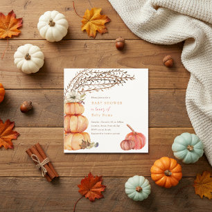 Autumn pumpkin baby shower invitation