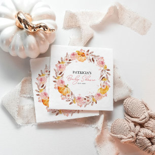 Autumn Pumpkin Baby Shower Personalised Napkin