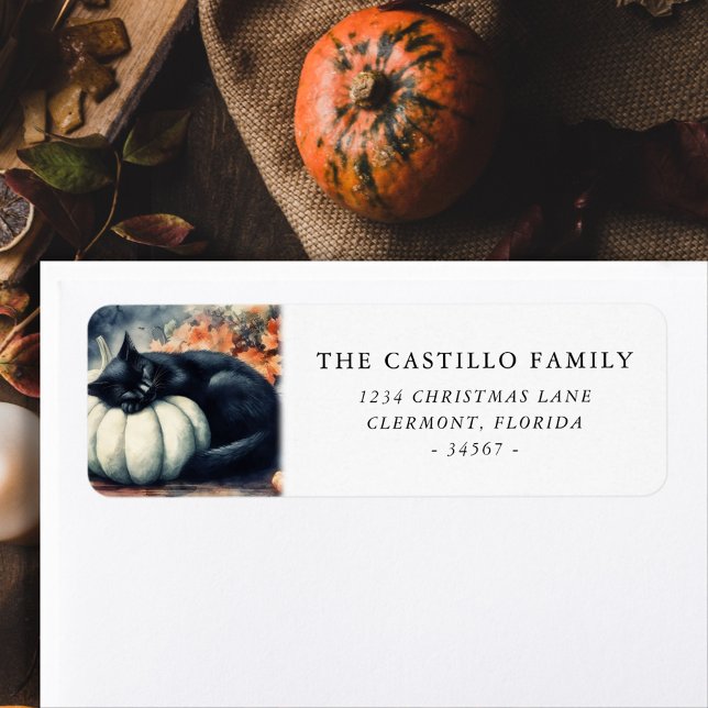 Autumn Pumpkin Black Cat Return Address (Creator Uploaded)
