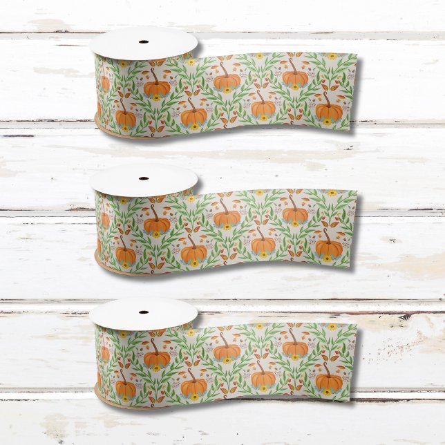Autumn Pumpkin Botanical Design Satin Ribbon (Creator Uploaded)