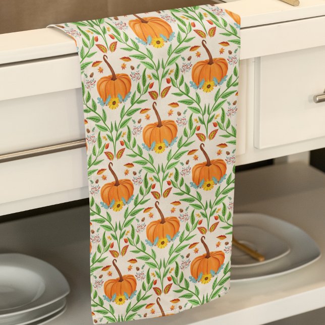 Autumn Pumpkin Botanical Design Tea Towel (Creator Uploaded)