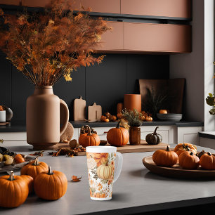 Autumn Pumpkin Bouquet Design Latte Mug