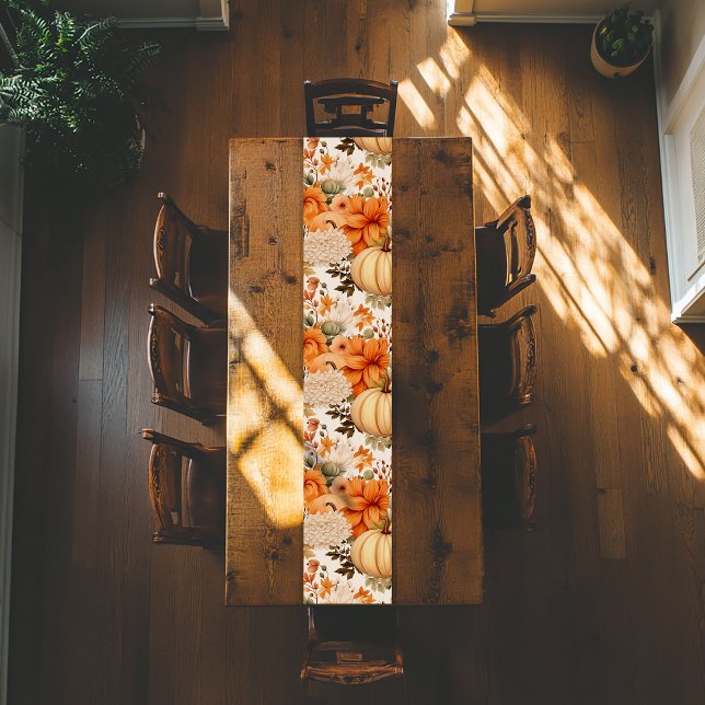 Autumn Pumpkin Bouquet Design Medium Table Runner (Creator Uploaded)