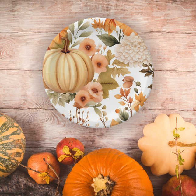 Autumn Pumpkin Bouquet Design Paper Plate (Creator Uploaded)