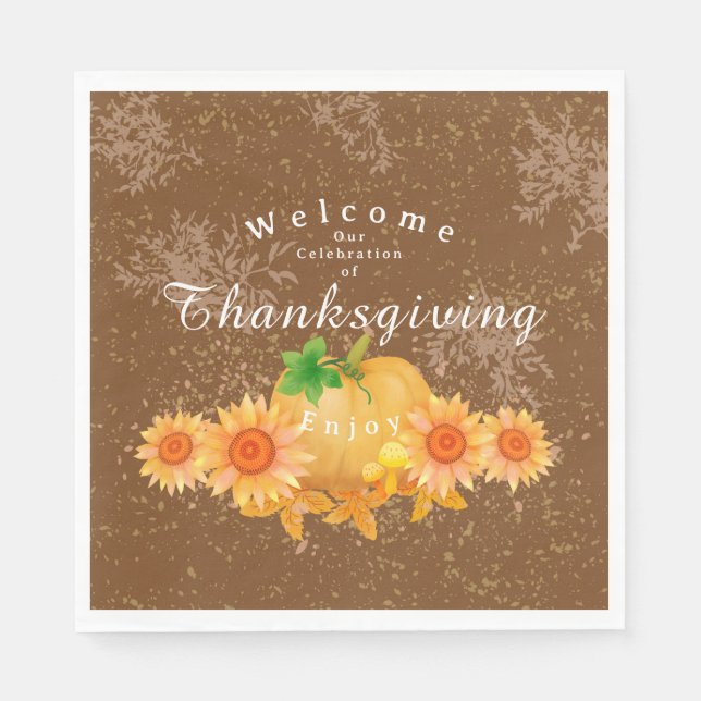 Autumn Pumpkin Brown Napkin (Front)