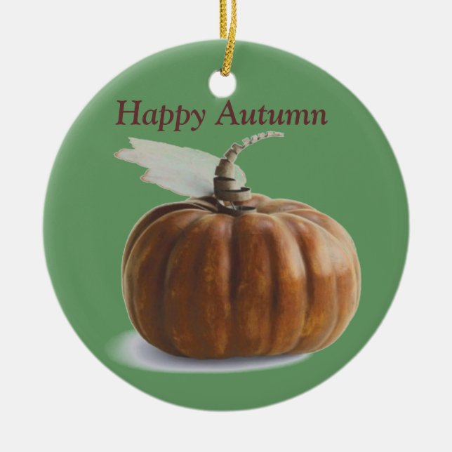 Autumn Pumpkin Ceramic Tree Decoration (Front)