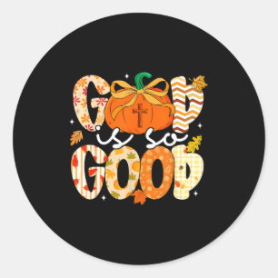Autumn Pumpkin Christian Thanksgiving Faith God Is Classic Round Sticker