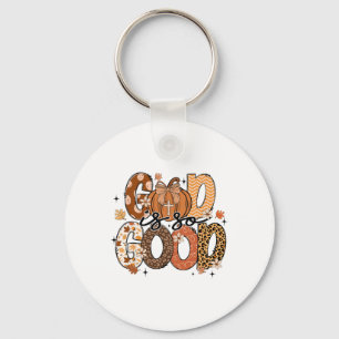 Autumn Pumpkin Christian Thanksgiving Faith God Is Key Ring