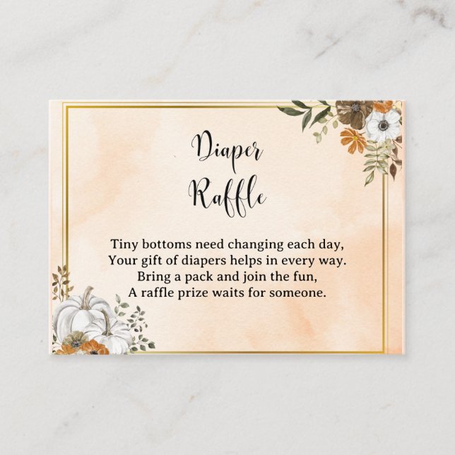 Autumn Pumpkin Diaper Raffle Card – Fall (Front)