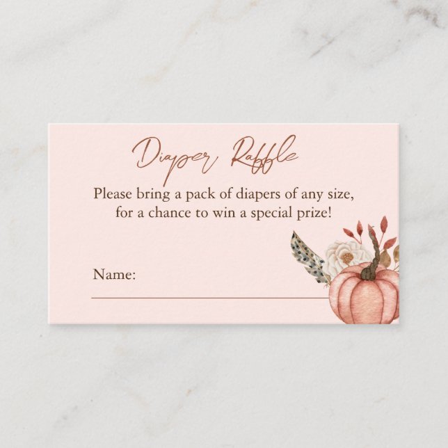 Autumn Pumpkin Diaper Raffle Ticket Enclosure Card (Front)