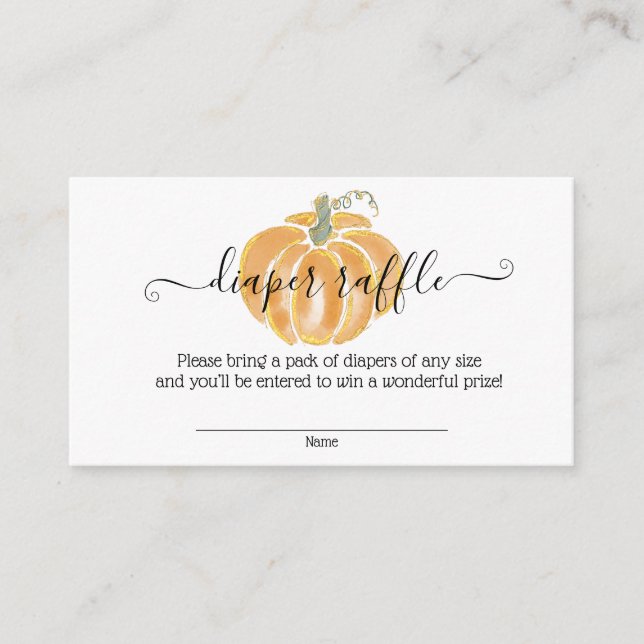 Autumn Pumpkin Diaper Raffle Watercolor Enclosure  Card (Front)
