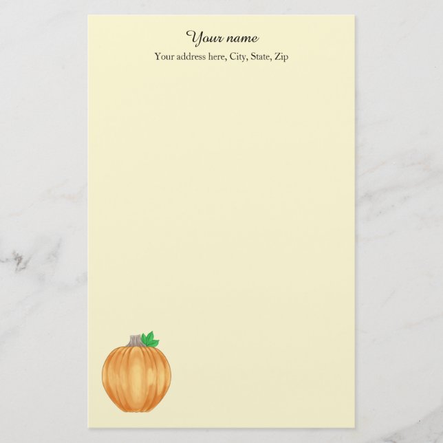 Autumn pumpkin elegant stationery (Front)
