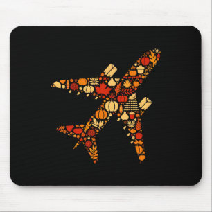 Autumn Pumpkin Fall Aeroplane Thanksgiving Womens Mouse Pad