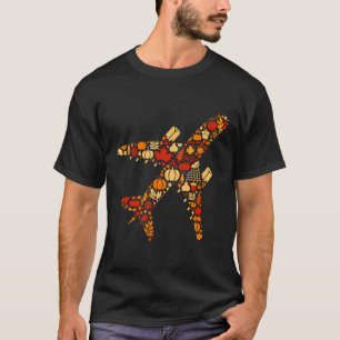 Autumn Pumpkin Fall Aeroplane Thanksgiving Womens T-Shirt