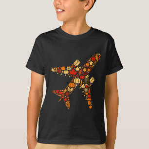 Autumn Pumpkin Fall Aeroplane Thanksgiving Womens T-Shirt