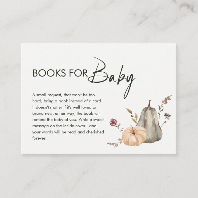 Autumn Pumpkin Fall Books for Baby Enclosure Card (Front)