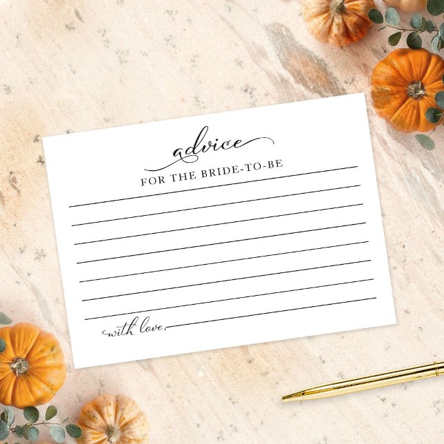 Autumn Pumpkin Fall Bridal Shower Advice Card (Creator Uploaded)