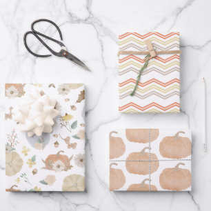 Autumn Pumpkin Fall Gift Wrap Paper