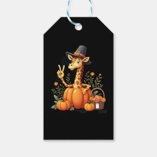 Autumn Pumpkin Fall Giraffe Thanksgiving Womens Me Gift Tags