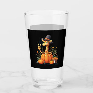 Autumn Pumpkin Fall Giraffe Thanksgiving Womens Me Glass