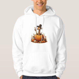 Autumn Pumpkin Fall Giraffe Thanksgiving Womens Me Hoodie