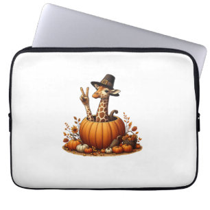 Autumn Pumpkin Fall Giraffe Thanksgiving Womens Me Laptop Sleeve