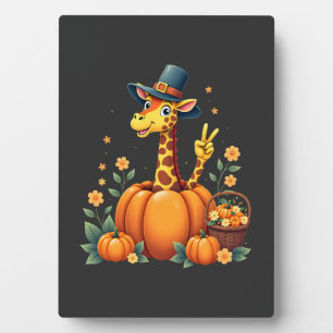 Autumn Pumpkin Fall Giraffe Thanksgiving Womens Me Plaque