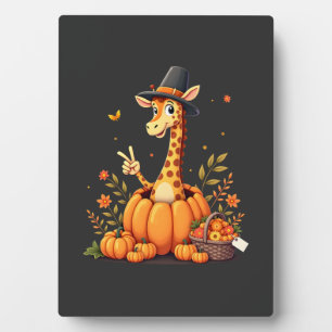 Autumn Pumpkin Fall Giraffe Thanksgiving Womens Me Plaque