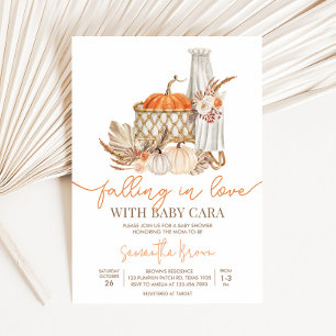 Autumn Pumpkin Fall in Love Baby Shower Invitation