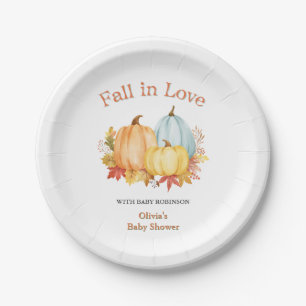 Autumn Pumpkin Fall in Love Baby Shower Paper Plate
