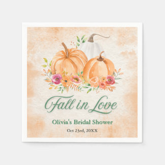 Autumn Pumpkin Fall in Love Bridal Shower  Napkin