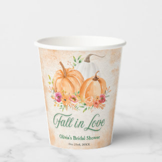 Autumn Pumpkin Fall in Love Bridal Shower  Paper Cups