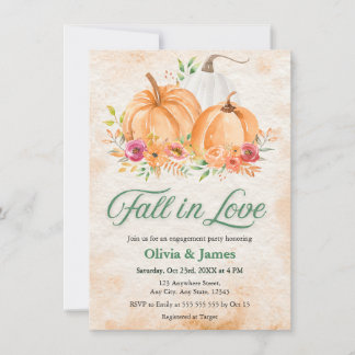 Autumn Pumpkin Fall in Love Engagement Party  Invitation