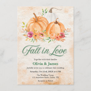 Autumn Pumpkin Fall in Love Wedding Invitation