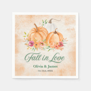 Autumn Pumpkin Fall in Love Wedding Napkin