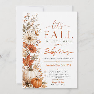 Autumn Pumpkin Fall in Love with Baby Shower Invitation
