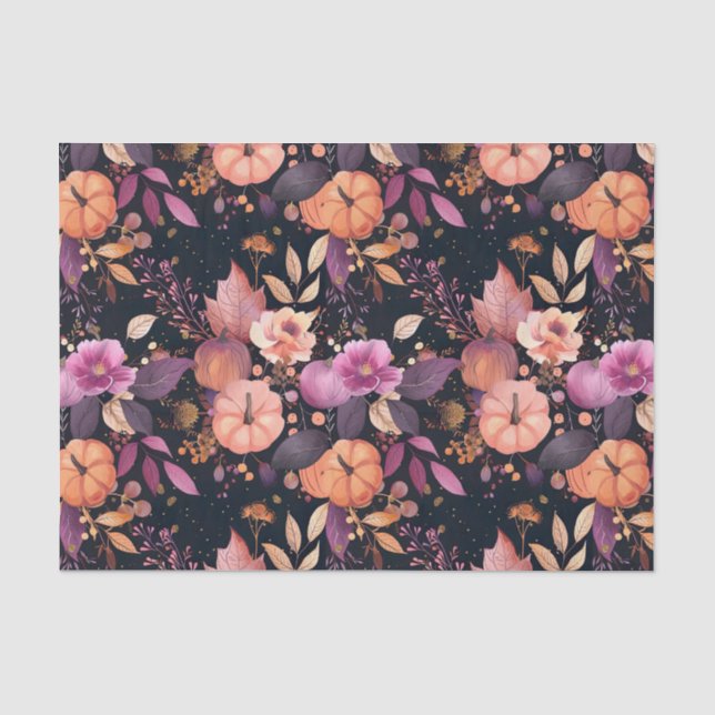 Autumn Pumpkin Fall Leaves Rustic Decoupage Tissue Paper (Front)