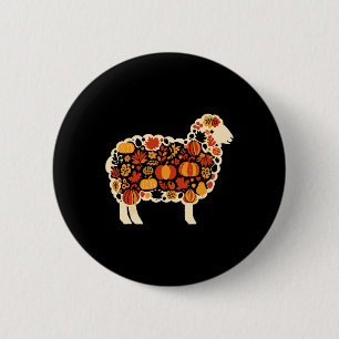 Autumn Pumpkin Fall Sheep Thanksgiving Womens Mens 6 Cm Round Badge