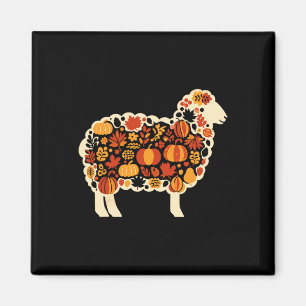 Autumn Pumpkin Fall Sheep Thanksgiving Womens Mens Magnet