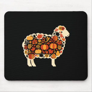 Autumn Pumpkin Fall Sheep Thanksgiving Womens Mens Mouse Pad