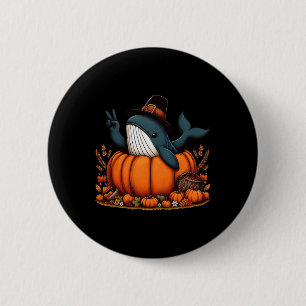 Autumn Pumpkin Fall Whale Thanksgiving Womens Mens 6 Cm Round Badge