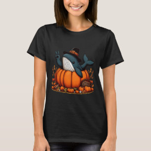 Autumn Pumpkin Fall Whale Thanksgiving Womens Mens T-Shirt