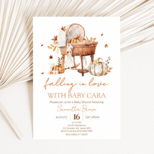 Autumn Pumpkin Falling in Love Baby Shower Invitation