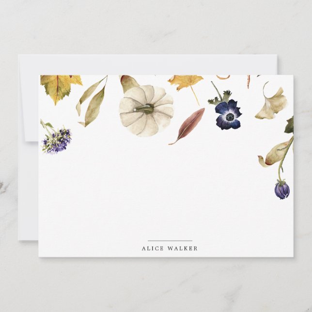 autumn pumpkin floral Stationery Note Card (Front)
