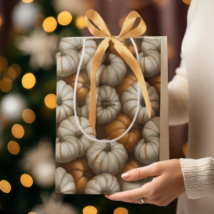 Autumn Pumpkin Harvest Pattern Rustic Fall Medium Gift Bag