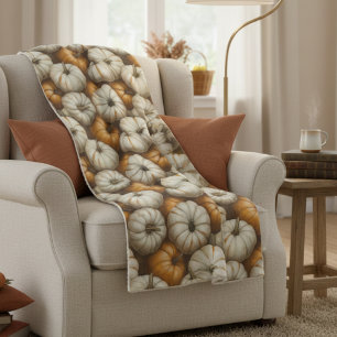 Autumn Pumpkin Harvest Pattern Rustic Fall Sherpa Blanket