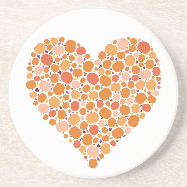 Autumn Pumpkin Heart Fall Leaves Colours October Coaster (Front)
